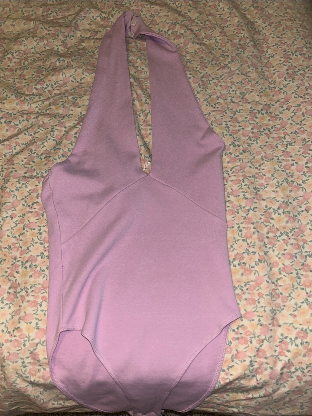 NWT ZARA Plunging Halter Bodysuit in Dusty Lavender